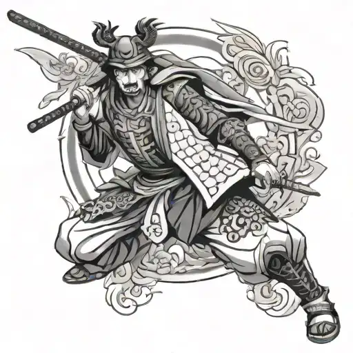 Samurai With Compus And One Piece Anime