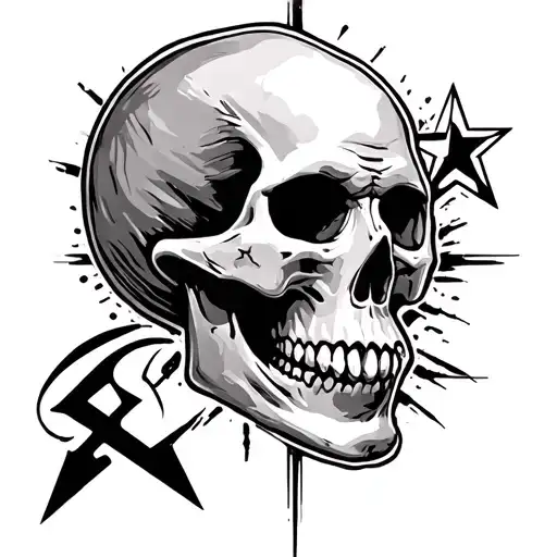 Skull With A Communist Star Tattoo Design Idea Simples