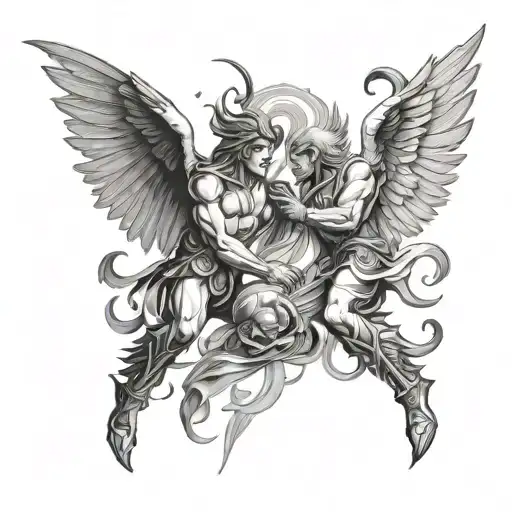 Good And Evil Fighting Represented