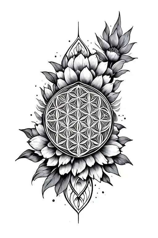 Sacred Geometry Sleeve On Right Arm With Flower Of Life