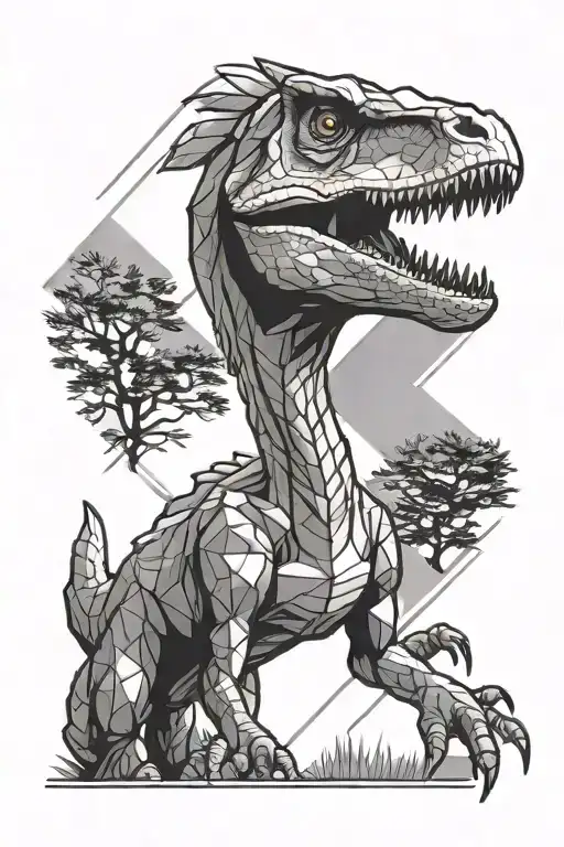 Geometric Jurassic Park's Velociraptor