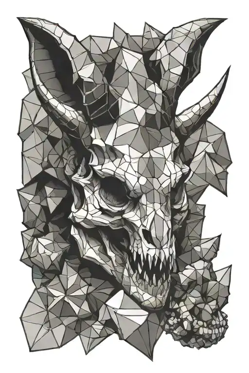 Geometric Jurassic Triceratops Dinosaur Skull