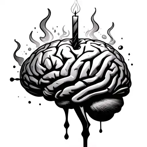 Brain With Melted Candle Burning