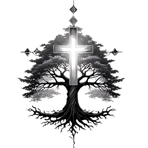 Tree Of Life With Light Cross