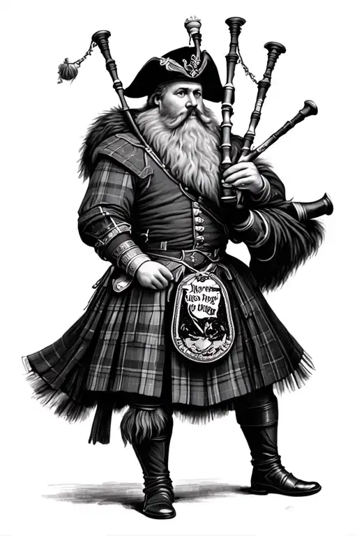 A Scottish Highlander From The Jacobite War Of 1745 Playing The Bagpipes