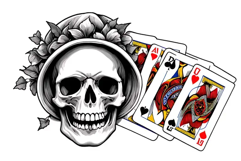 Skull And Cards Forming On Stomach