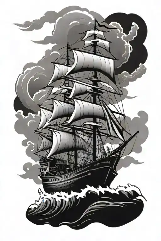 Ship And Waves