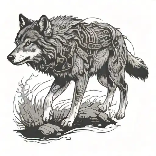 Wolf Protecting Man Walking Forward