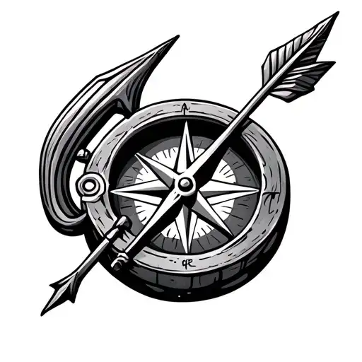 Compass And An Arrow And Bow For A Couple On Their Calf