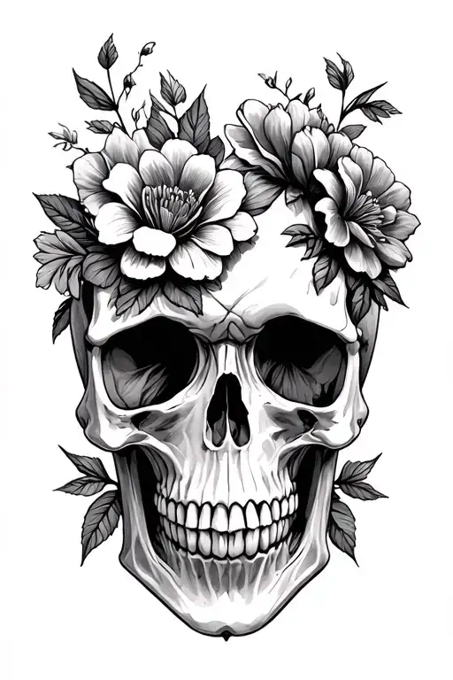 Skull And Flowers