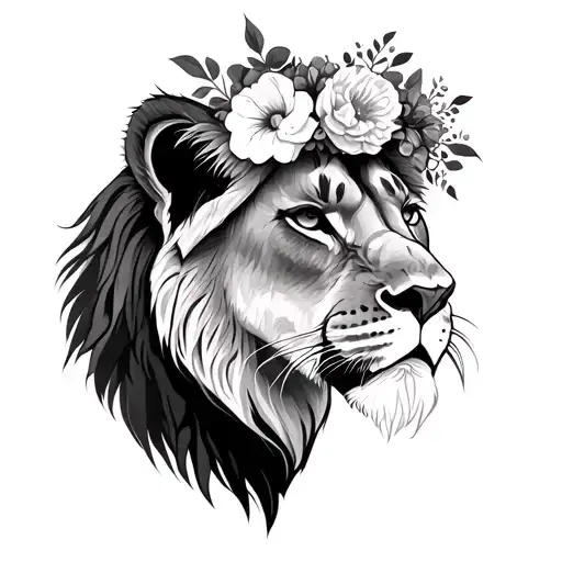 Lioness With Flower Crown