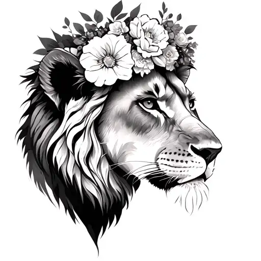 Lioness With Flower Crown