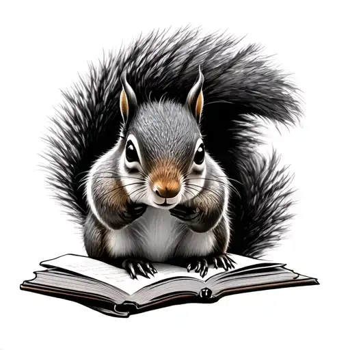 Squirrel Reading A Book