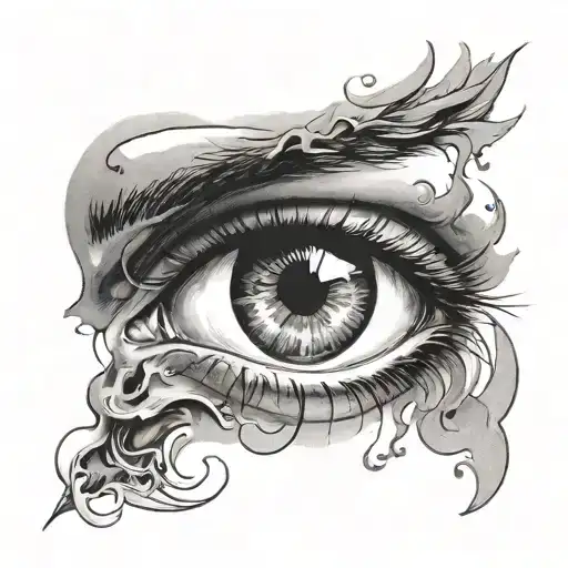 Sketch Of An Eye In The Smoke