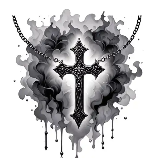 Cross Necklace Surrounded By Dark Mist