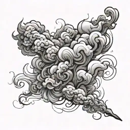 Sketch Of Smoke In Black And White Tattoo On Forearm