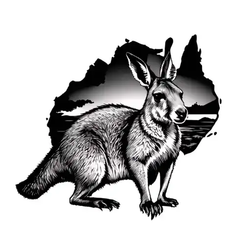 Kangaroo And Australia Landscape