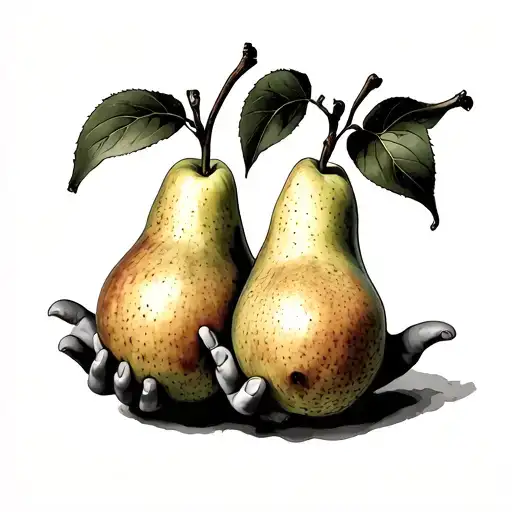 Two Pears Holding Hands Holding