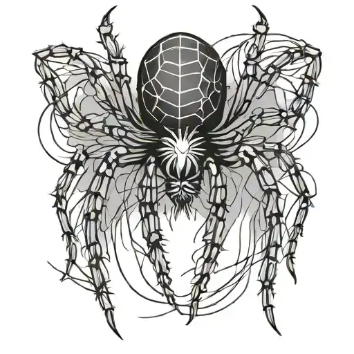 Spider Big Drawn With Thin Lines With Long Legs