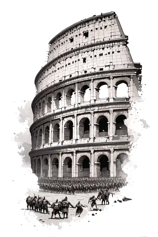 Colosseum Surrounded By Gladiators