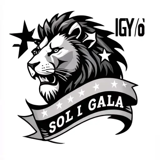 Lion Head With Five Stars Solo Il Gala Text 'Igy6' Us Flag