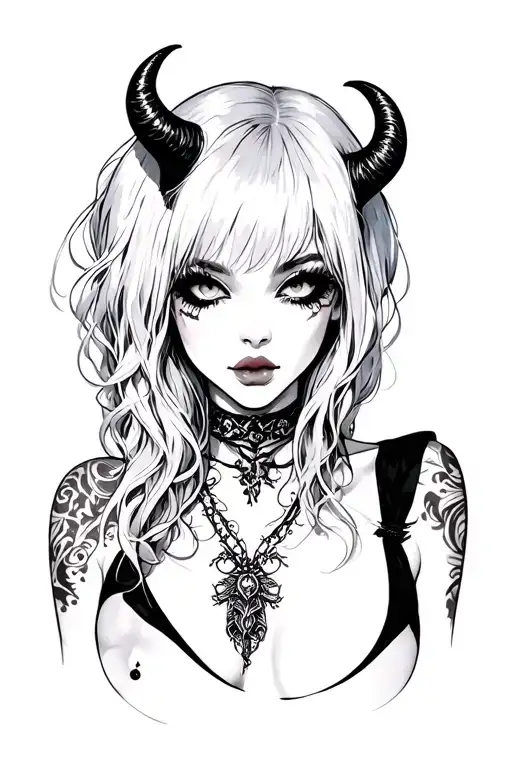 Slutty Goth Girl With Small Horns
