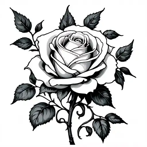 Vines Leading To A White Rose