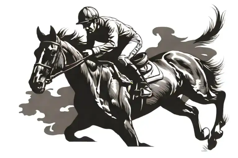 Jockey And Horse Galloping