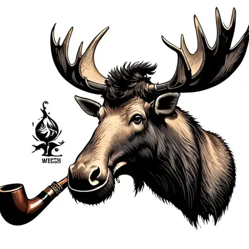 Moose Holding A Pipe Wremch