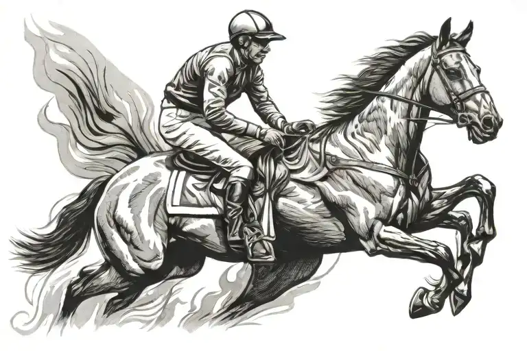 Jockey And Horse Galloping
