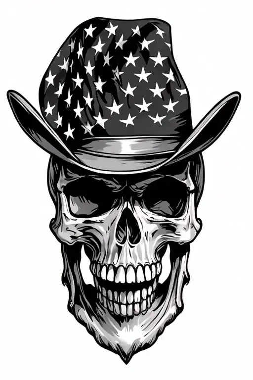Cowboy Skull Usa Flag