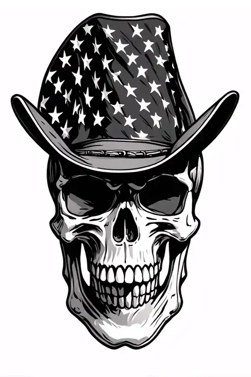 Cowboy Skull Usa Flag