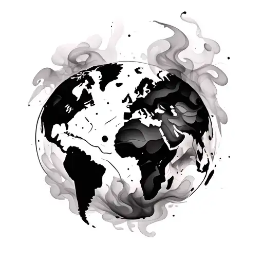 Create Me A World Map With The Contours Of Horizontal Smoke And More Spaced