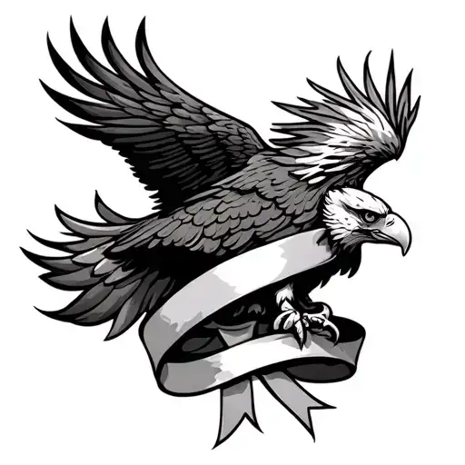 Eagle With A Ribbon Wrapped