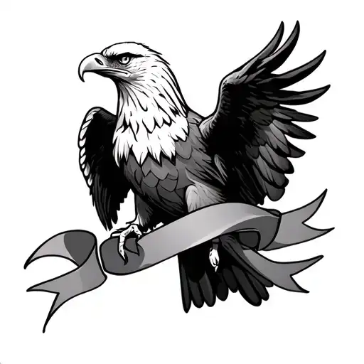 Eagle With A Ribbon Intertwined