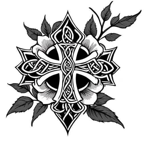 Celtic Cross And Rose