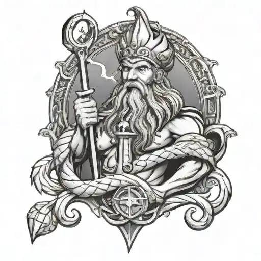 King Triton With Anchor Intertwined