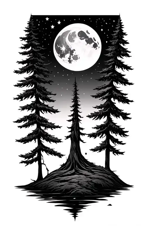 Trees Stars Moon