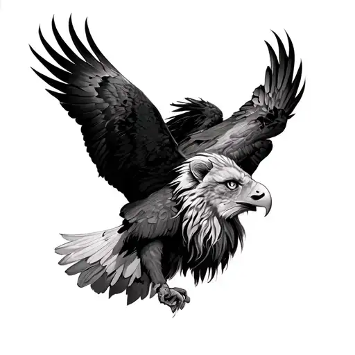 Lion Head And Bald Eagle Flying Sleeve