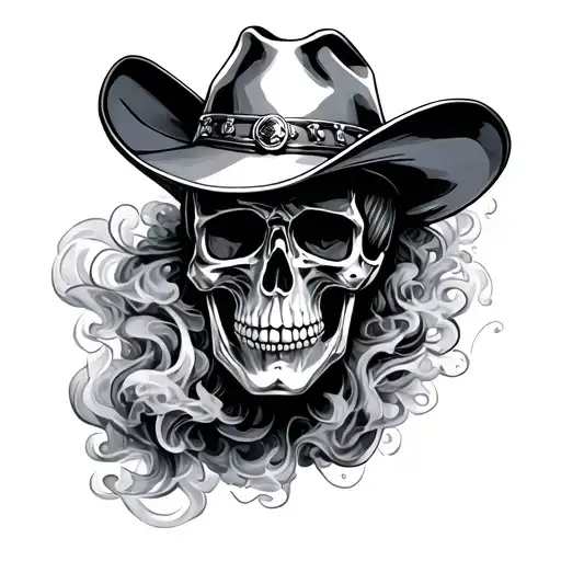Chrome Skeleton Cowboy Hat Smoking