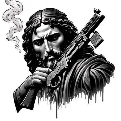 Jesus And Ak 47 Smoking Joint