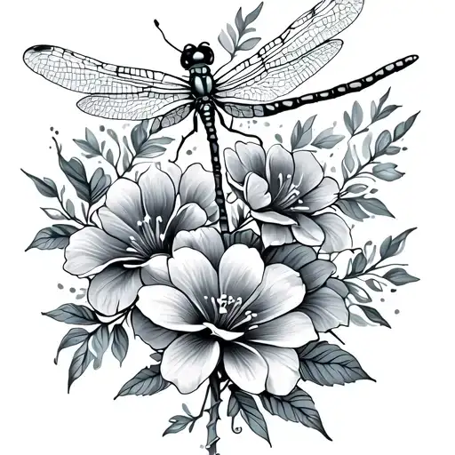 Back Tattoo Feminine Dainty Dragonfly Flowers