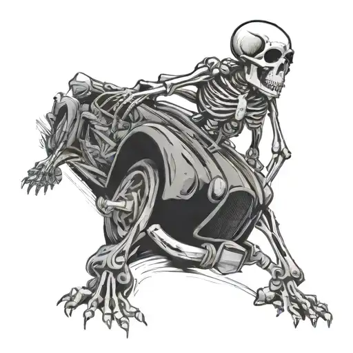 Skeleton And Car Horror