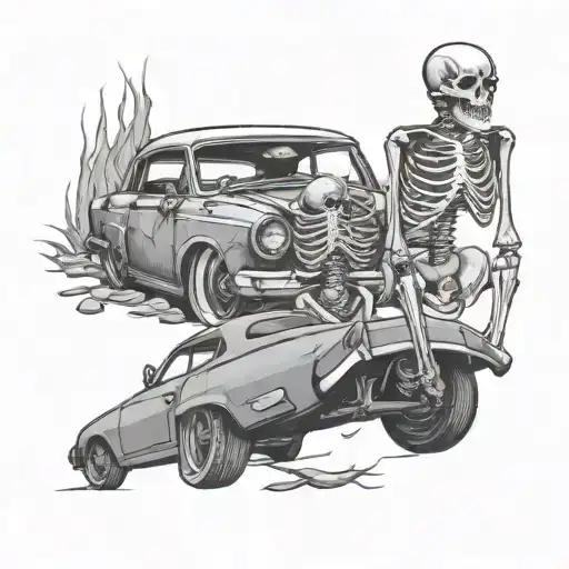 Skeleton And Car Horror