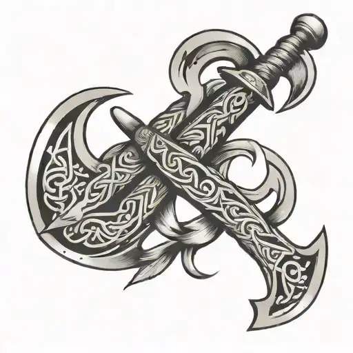Viking Axes Crossing Over Eachother