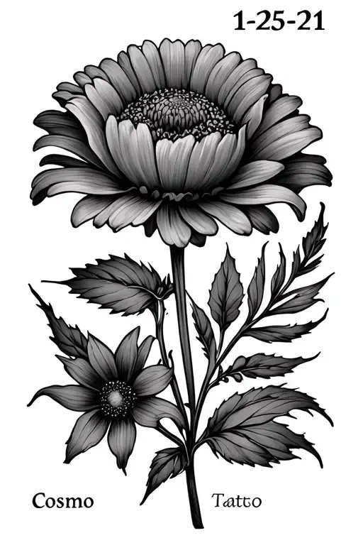 Cosmo And Marigold Flower With The Date 1-25-21