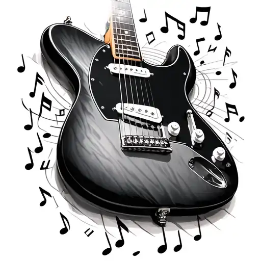 Telecaster Guitar Neck Surrounds Be Musical Notes Floating