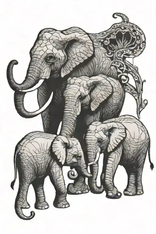 2 Elephants Holding Trunks