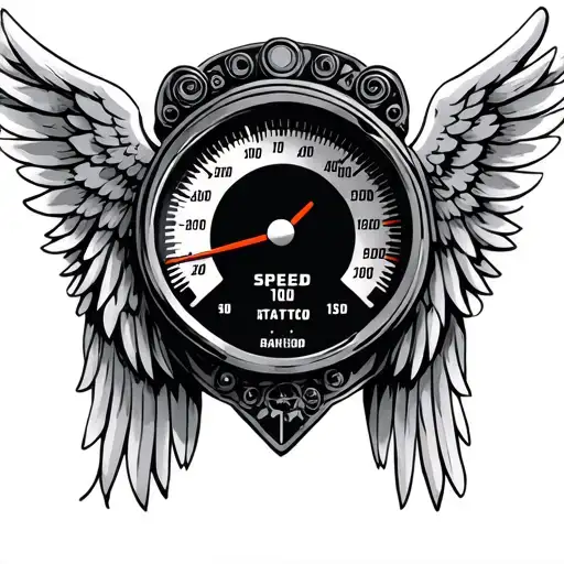 Motorcycle Speedometer With Angel Wings In The Middle