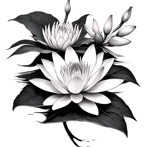 Water Lily And Honeysuckle